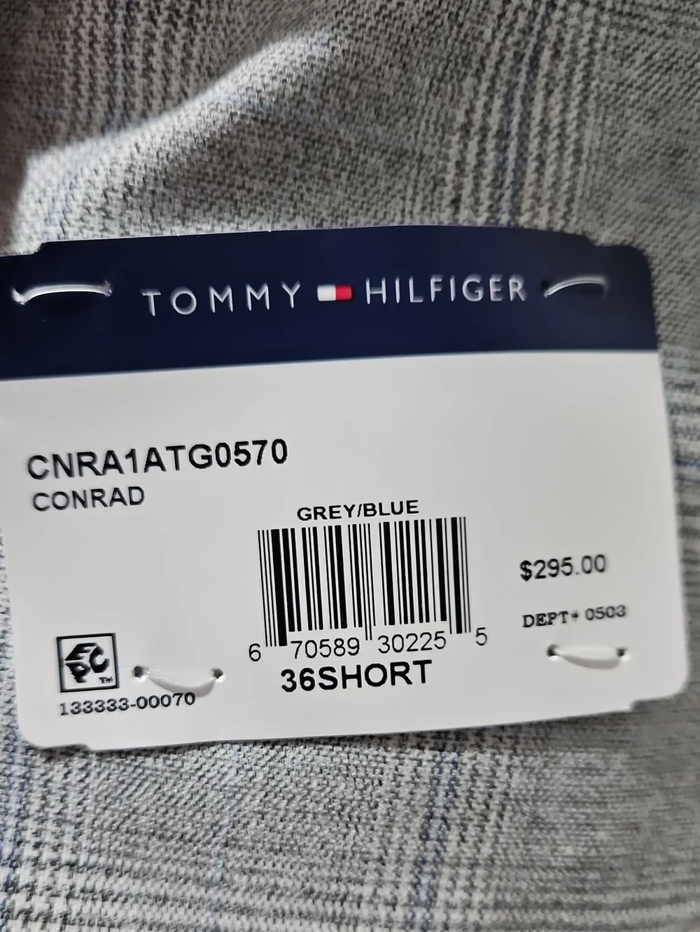 Tommy Hilfiger Men's Gray Plaid Modern Fit Sport Coat Suit Jacket Size 36Short